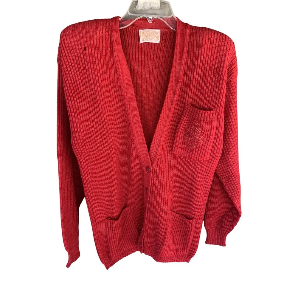 Women's‎ M Pendleton Wool Knit  Red Button Up Cardigan Sweater